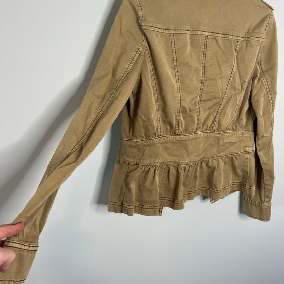 White House Black Market Snap Front Snatch Waist Stretch Military Jacket Size 0 - Picture 11 of 16